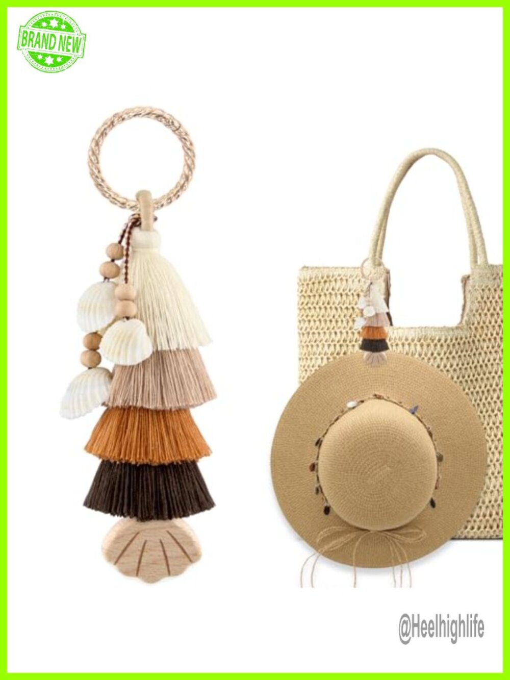 Handmade Boho Tassel Hat Clip Bag Charm Keychain Travel Accessory